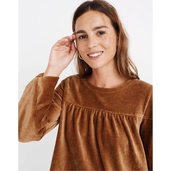 Madewell x Texture & Thread Corduroy Swing Top size L Warm Hickory Brown - Picture 3 of 11
